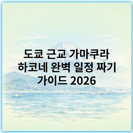 도쿄 근교 가마쿠라 하코네 완벽 일정 짜기 가이드 2026 - 가마쿠라 하코네 여행 코스
