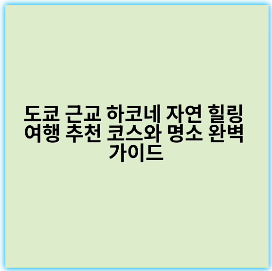 도쿄 근교 하코네 자연 힐링 여행 추천 코스와 명소 완벽 가이드 - 하코네 자연 힐링 여행의 가장 중요한 핵심 키워드는 **"온천과 자연경관"**입니다.