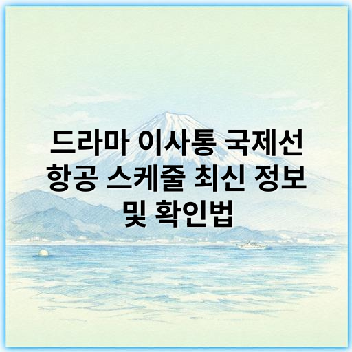 드라마 이사통 국제선 항공 스케줄 최신 정보 및 확인법 - 국제선 항공 스케줄