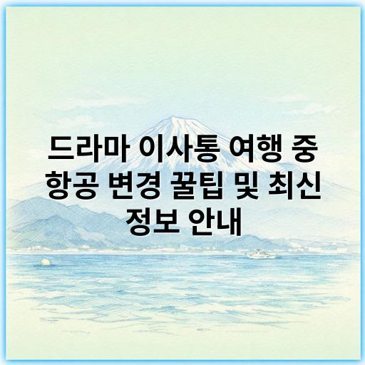 드라마 이사통 여행 중 항공 변경 꿀팁 및 최신 정보 안내 - 항공권 변경