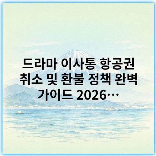 드라마 이사통 항공권 취소 및 환불 정책 완벽 가이드 2026년 최신정보 - 항공권 환불정책
