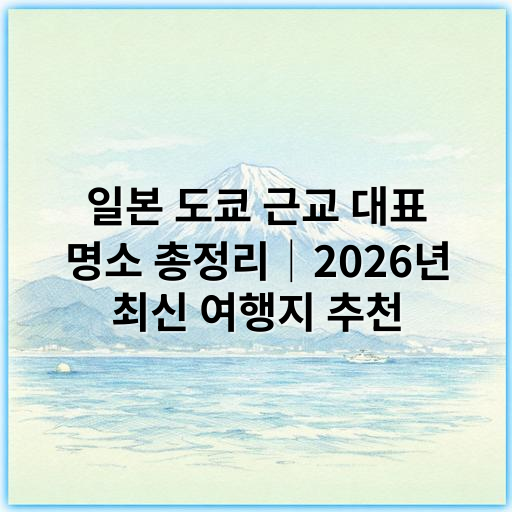 일본 도쿄 근교 대표 명소 총정리│2026년 최신 여행지 추천 - 도쿄 근교 관광지