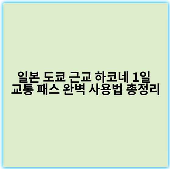 일본 도쿄 근교 하코네 1일 교통 패스 완벽 사용법 총정리 - 하코네 프리패스