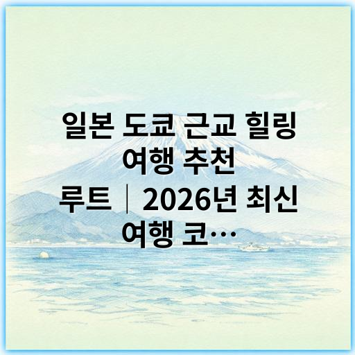 일본 도쿄 근교 힐링 여행 추천 루트│2026년 최신 여행 코스 - 도쿄 근교 힐링 여행 핵심 키워드:
"도쿄 근교 힐링 여행"