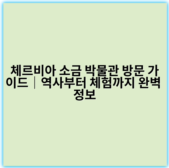 체르비아 소금 박물관 방문 가이드｜역사부터 체험까지 완벽 정보 - 체르비아 소금 박물관 방문의 핵심 키워드: 소금광산 관광