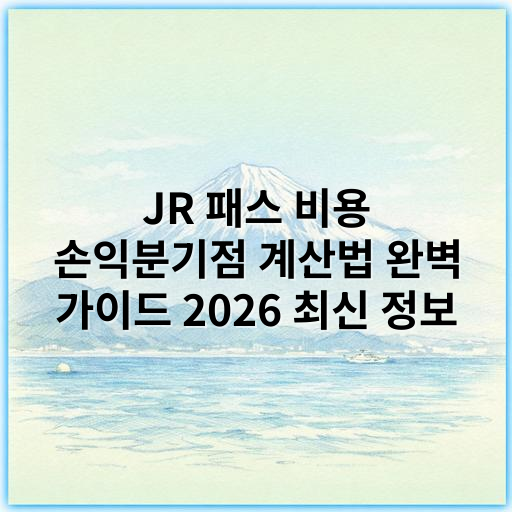 JR 패스 비용 손익분기점 계산법 완벽 가이드 2026 최신 정보 - JR 패스 손익분기점