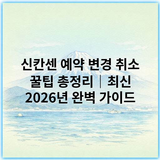 신칸센 예약 변경 취소 꿀팁 총정리｜최신 2026년 완벽 가이드 - 신칸센 예약 변경