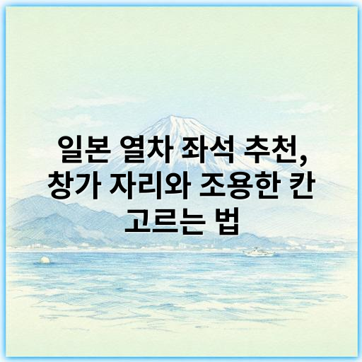 일본 열차 좌석 추천, 창가 자리와 조용한 칸 고르는 법 - 일본 열차 좌석 추천 핵심 키워드: 창가 조용한칸